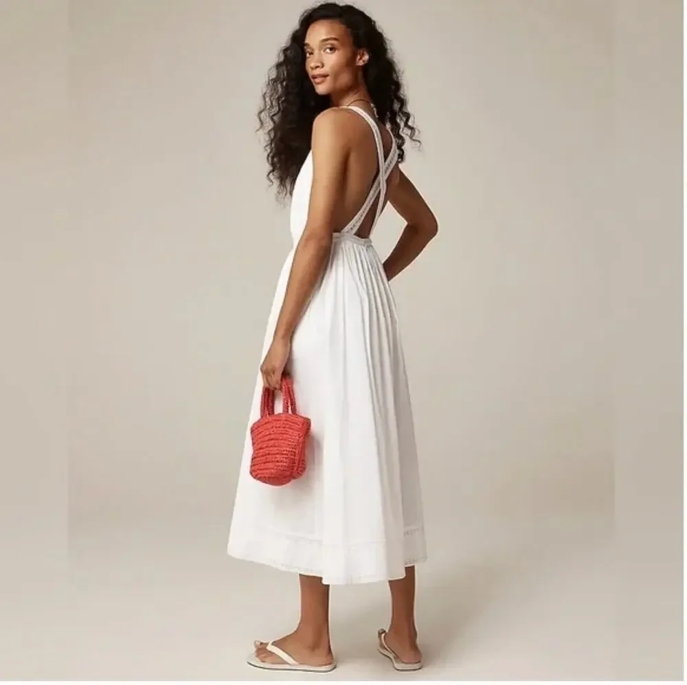 J Crew Embroidered Apron Dress 4 White NWT CK831 J.Crew Grad Bridal Beach Resort